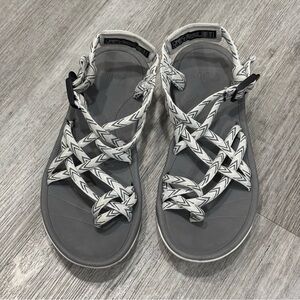 Viakix Strappy Sandals size 6 slip on comfort shoes women’s grey white